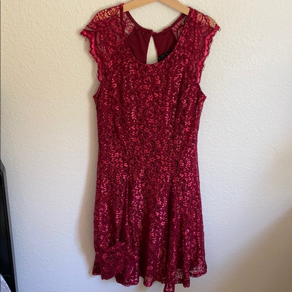 Dark red, lacy dress!